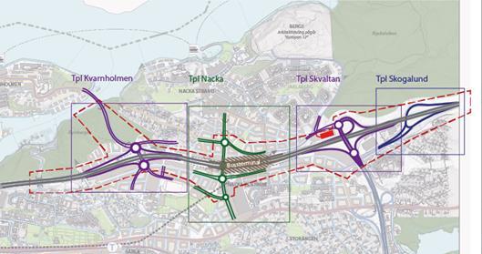 STARTPROMEMORIA 5 (10) öster om Vikdalsvägen vid Trafikplats Nacka. Befintlig påfartsramp är tänkt att tas bort för att möjliggöra överdäckningen av Värmdöleden.