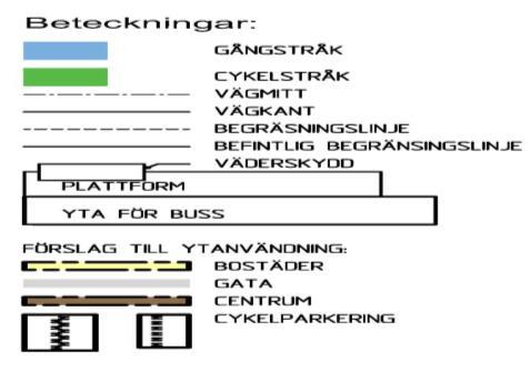 Föreslagen cirkulation (korsningen Norra Västkustvägen/Flädievägen/Vikingavägen) kan nyttjas för vändande bussar.