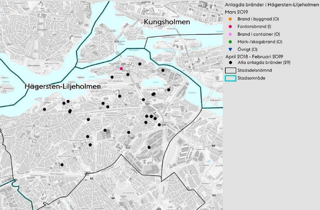 BRÄNDER 1 anlagd brand i mars 2019 (jämfört med 3 anlagda