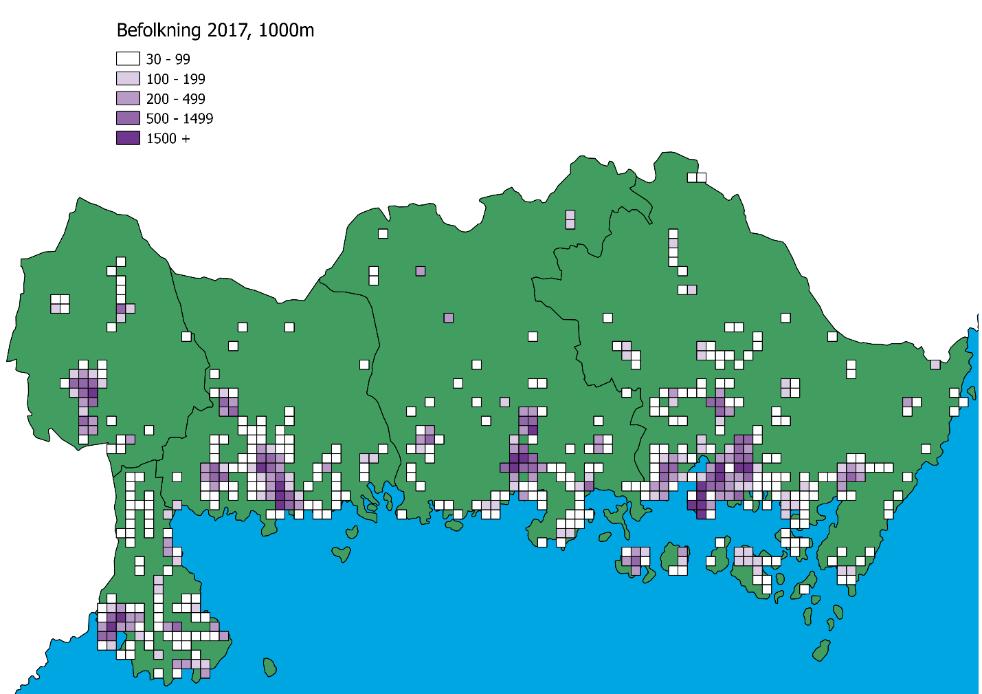 meters ruta. Det är främst de större tätorterna i länet som har haft en positiv befolkningsutveckling det senaste decenniet.