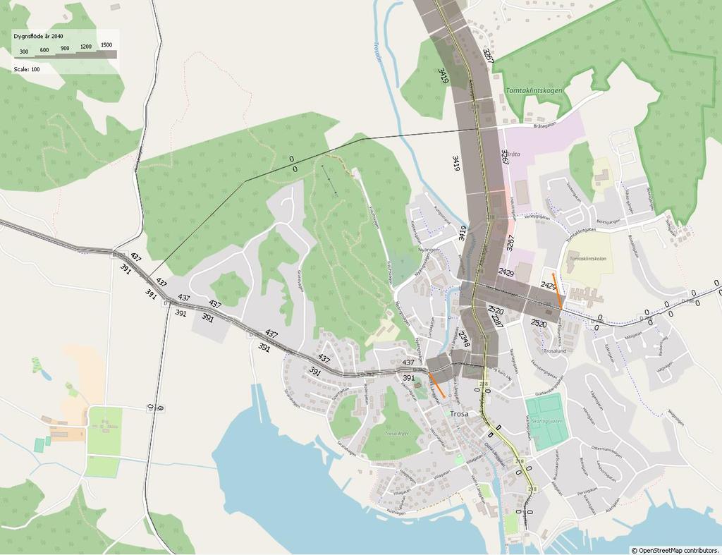 2.2.2 Funna problem Västra infarten Trosa (VMN144) - Problem med skaftning En av de kodade åtgärderna är en ny förbifart i nordvästra Trosa.