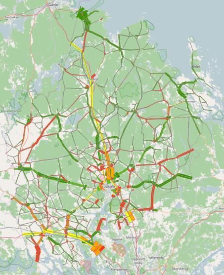 I utkanten på området som modellen omfattar, nära Gävle som är kransområde i Sampers.