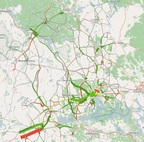 Västmanlands län Större avvikelser: Väg 68/69, -1500-3000 fordon (-40-60%). Underskattning av lokala resor i och kring tätort. Vägar till Sala -600-1300 fordon (-28-64%).