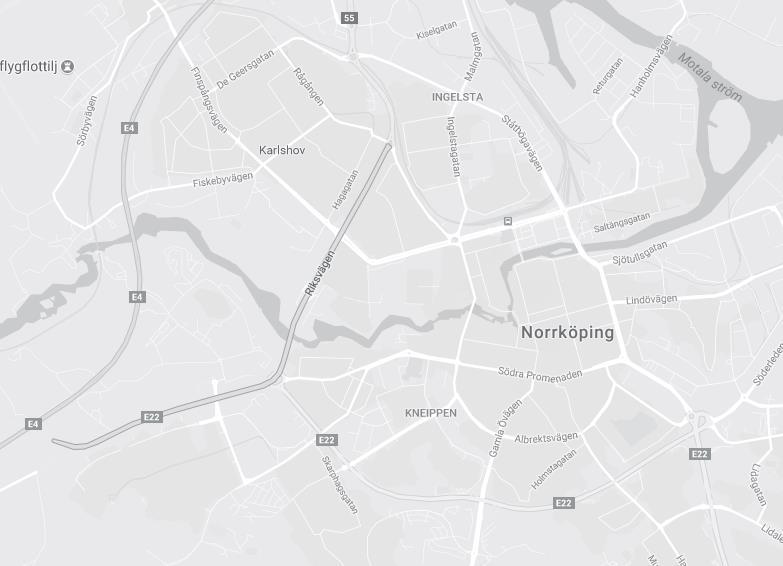 Snitt (Motala ström och Centrumsnittet) som använts vid jämförelser av trafikräkningar och modellräkningar i Norrköping.