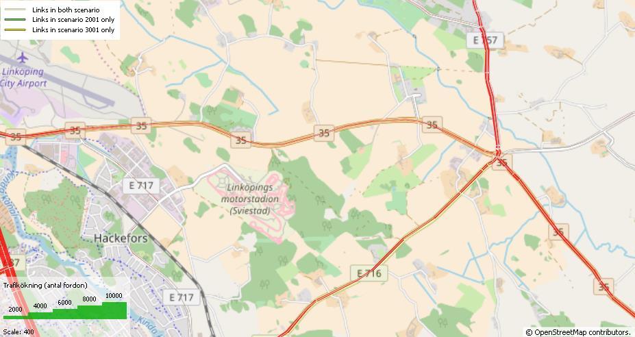 Figur 55. Skillnad bilflöden årsmedeldygn Östergötlands län objekt Väg 35 Sandtorpet Vårdsbergskors(R-E05a).