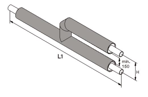 ENKELRÖR 3:304 T-stycke, parallellt Serie 1, 2, 3 och 4 PN 16/PN25 artikel nr 3110, 3210, 3310, 3410 huvudrör avstick L1 Dn Dn [mm] 20-900 20-100 1200 125-900 125-200 1500 250-900 250-400 1800