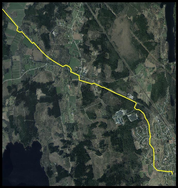 Ortofoto för projektering av överföringsledning Värnamo - Bor Ny sträckning för vatten- och avloppsledningar.