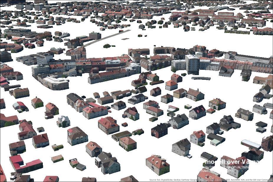 Värnamo kommuns 3D-modell Draperad 3D-modell upphandlad 2015 Nya byggnader uppdateras i CityEngine