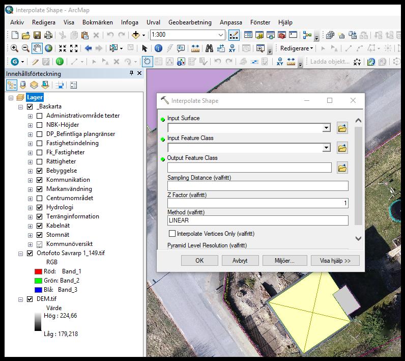 ArcGIS Interpolate shapes: Höjdsätta