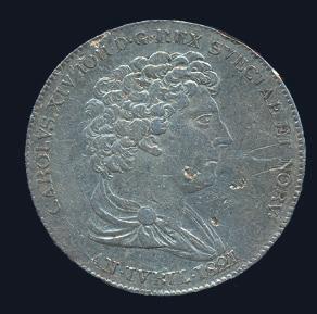 923* Karl XIII. Dukat 1814. 3,43 g. SM 6. 1+/01 rispor. 6 000 933* Karl XV. Carolin 1868 med ornamenterade kronor. SMF 10a. 01 rispor. 1 500 934* Karl XV. Carolin 1868 med släta kronor. SMF 10b.