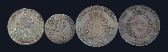 1 800 957 Trevlig och användbar lot äldre svenska silver- (14) och kopparmynt (9). Besiktiga.
