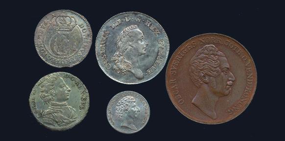 1 200 966* 1/6 rdr 1807, 1/2 rdr sp 1831, 1 rdr rm 1861, Danmark 1 rdr 1855FF och 2 andra mynt.