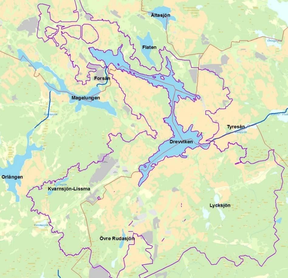 2. Fakta om Drevviken Drevviken är en 5,7 km 2 stor sjö söder om Stockholm. Sjön tillhör Tyresåns huvudavrinningsområde och är den största sjön inom sjösystemet.