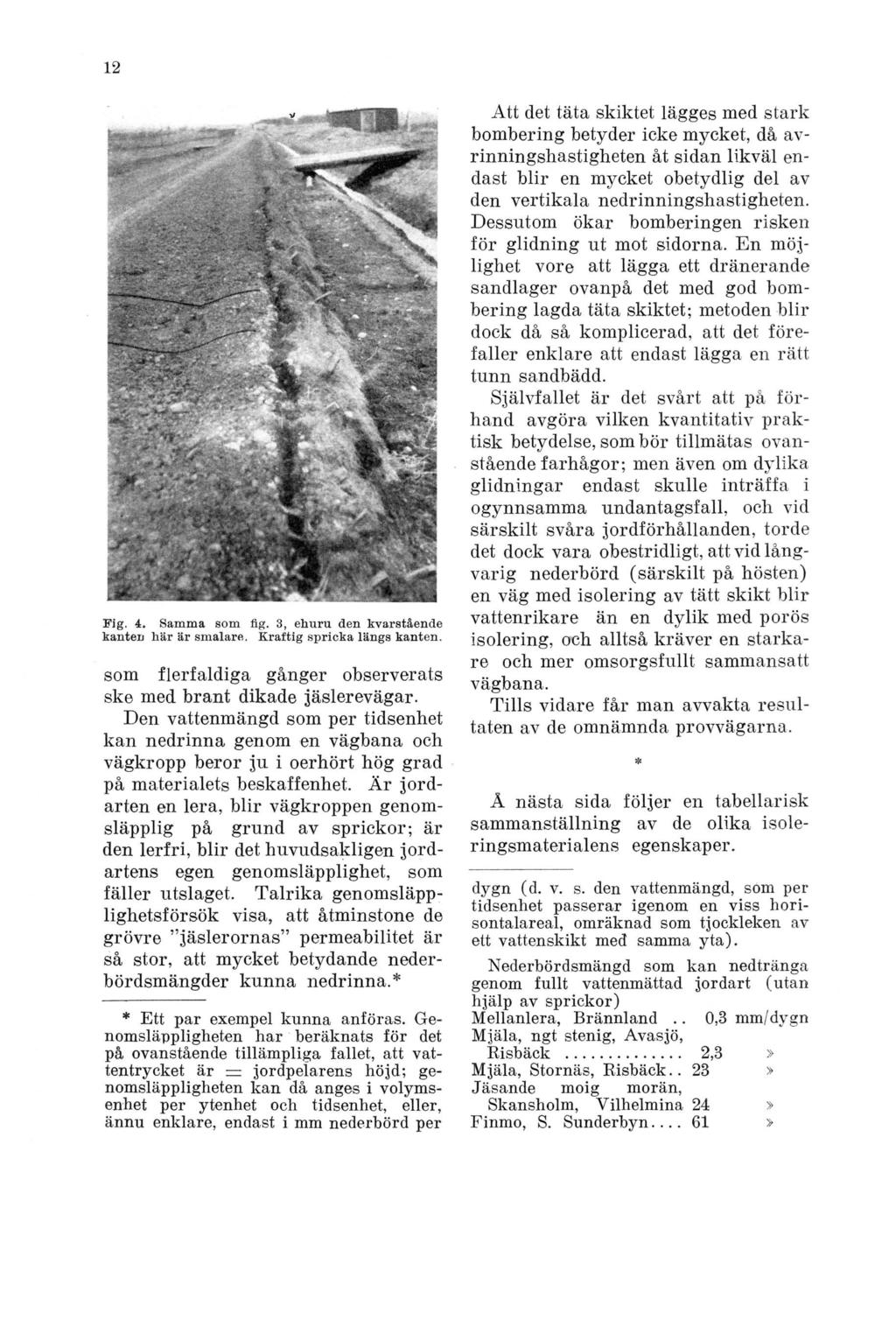 Fig. 4. Samma som fig. 3, ehuru den kvarstående kanten här är smalare. Kraftig spricka längs kanten. som flerfaldiga gånger observerats ske med brant dikade jäslerevägar.