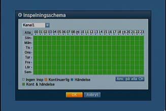 Använd upp/ner-knapparna ( ) för att gå till <Inspelningsschema> och tryck ner knappen [ENTER].