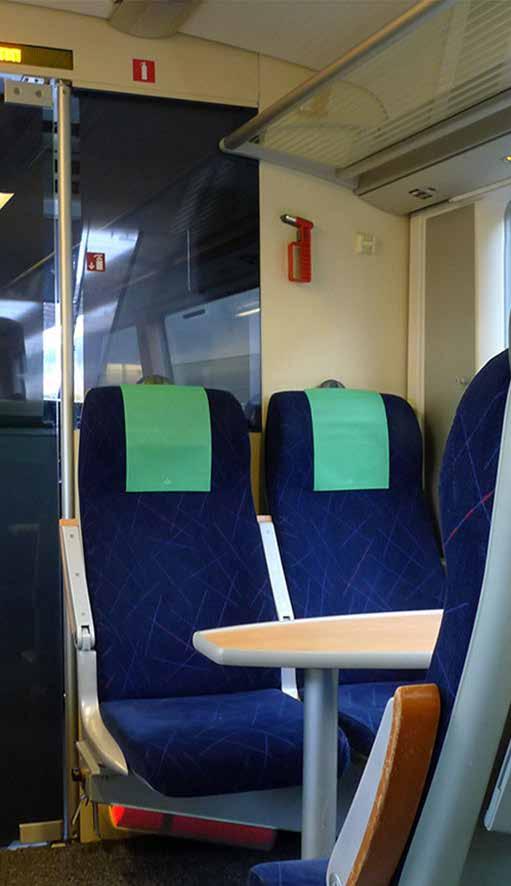 Interiöra dekaler trafikantinfo, vagndel B ITINO -B-2 Tystare avdelning Rullstols -plats Toalett Tillagd stol ITINO -B-1 Vagndel B