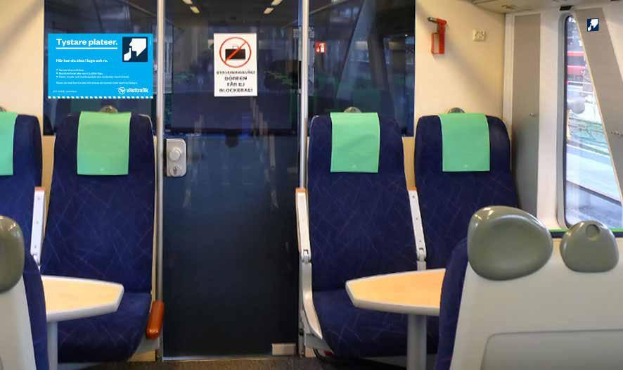 Interiöra dekaler trafikantinfo, vagndel B - Tystare avd.
