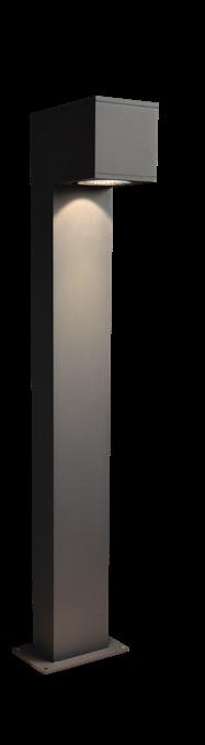 byggnaden. Stolpen har en höjd av 800 mm, bredd 60 mm och längd 100 mm. Stolpen är försedd med en dosa för enkel installation och är överkopplingsbar. Slagtålighetsklass IK06.