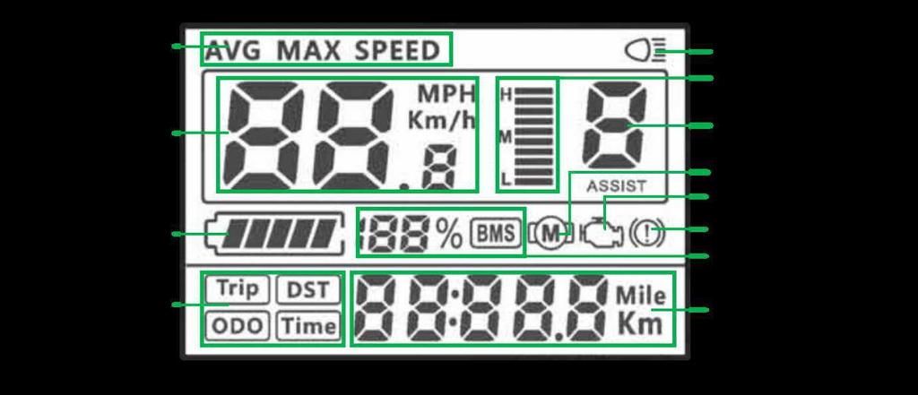 Power Turn on the e-power assistance. Up 1. Push to increase assistance level max 5. 2. Push long Cme for light. Down 1. Push to decrease assistance level 2.