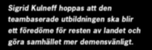 Hon menar att det ställs stora krav på ledare inom vård och omsorg. De ska vara visionärer och skapa gemensamma värdegrunder för personalen och samtidigt genomföra förbättringsarbeten.