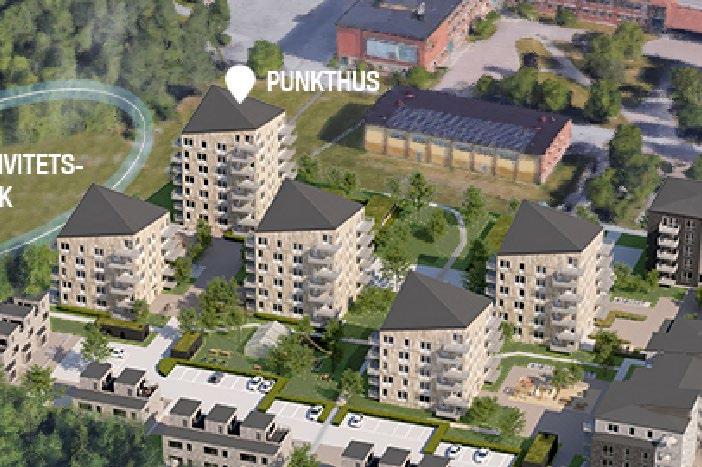 Viktiga karaktärsdrag är de assymetriska och brutna taken samt de generösa balkongera som kan erbjuda en god boendekvalitet.