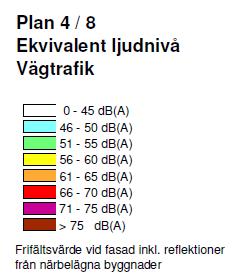 plankartan: Hörnlägenheterna mot Örbyleden ska ha indragna balkonger. Balkongerna ska ha ett tätt räcke med en ljudisolering på minst Rw 15 db.