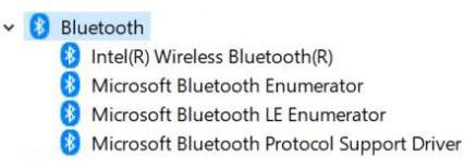 Tabell 17. Bluetooth-drivrutiner Före installationen Efter installationen Säkerhetsdrivrutiner I det här avsnittet anges säkerhetsenheterna i Enhetshanteraren.