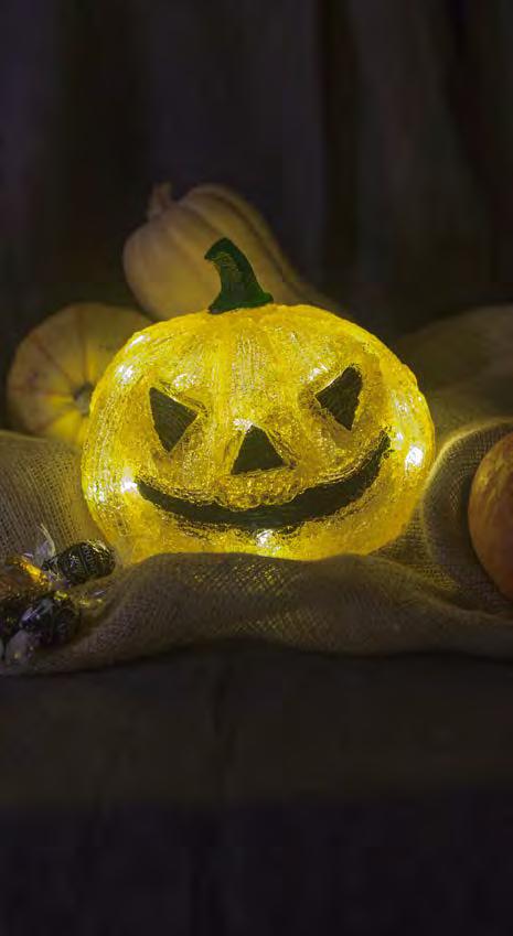 Material: plast. Av/på-knapp. ALLOWEEN PUMPKIN, SILVER The silver-coloured alloween-themed pumpkin provides beautiful glowing light. warm white, non-replaceable. Batteries included. Material: plastic.