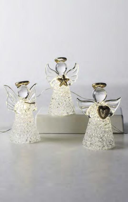 9477968 GLASS ANGEL SET 30 cm 15 cm The impressive set of glass angels can be positioned as desired. warm white, non-replaceable.