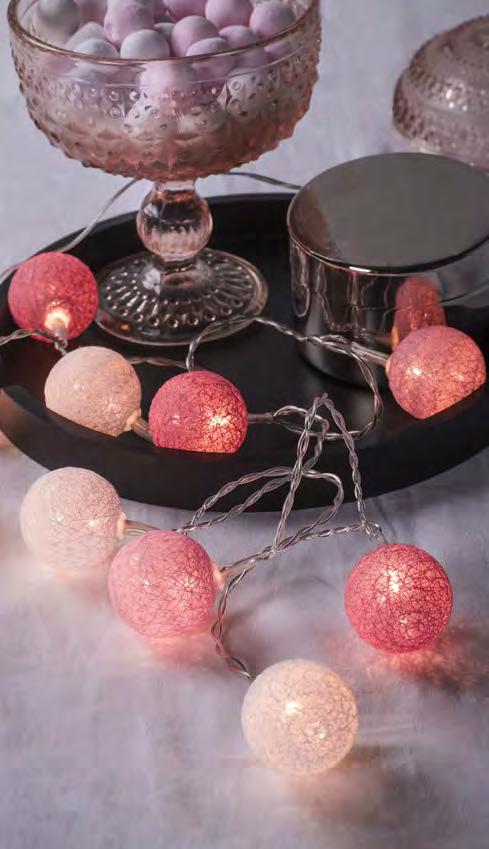PINK RIBBON COTTON BALL SERIES These beautiful spheres covered with a thin cotton thread glow in various hues of