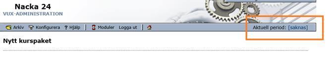Arkiv -> Öppna -> Kurspaket Skola väljes vid behov (om du har behörighet till flera skolenheter). Period: Välj den period som kurspaketet ska starta i.