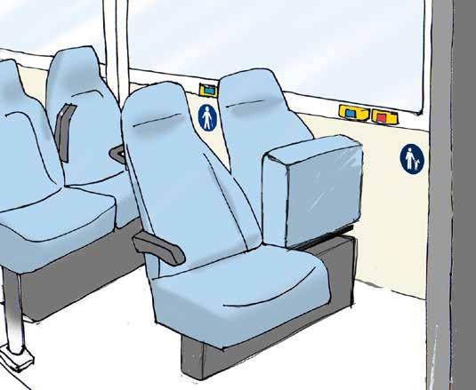 Riktlinjer dekalsättning - Områdesbussar 19 3.5 Resenär med ledarhund Plats närmast bakom förarplatsen. Sätet mot fönstret fällbart.