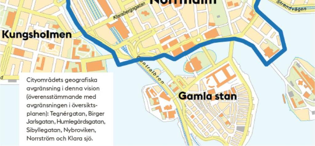 Avstånd till city Bedömning av avstånd till city kan ske enligt följande principer: Områden som ligger i city (enligt definition från vision för city) har klass A.