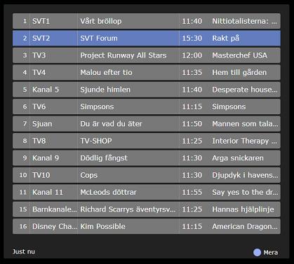 det börjar. En klocka visas även uppe i högra hörnet på TV-skärmen.