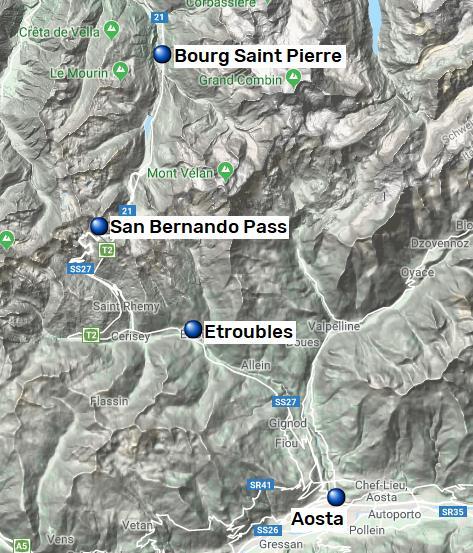 Via Francigena, Bourg Saint Pierre Aosta, 4 nätter 7(7) Via Francigena genom Italien Omnes viae Romam perducunt, alla vägar bär till Rom är en gammal devis som under medeltiden inte var långt från