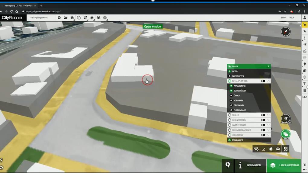 Visualisering i 3D Det finns möjlighet att visa detaljplaner i 3D med viss justering av standarden Svårt att visualisera max-höjd på byggnader, pga bristande information