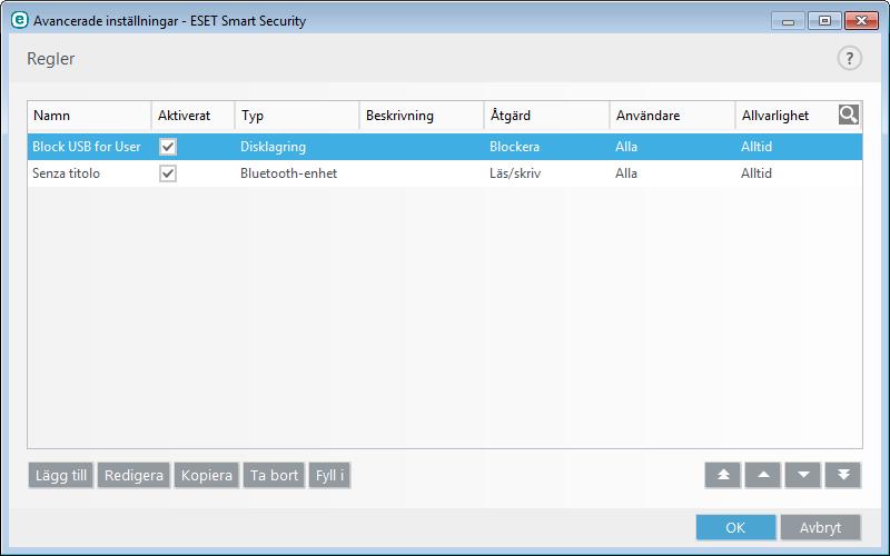 4.1.3 Enhetskontroll ESET Smart Security ger kontroll över automatiska enheter (CD/DVD/USB/...).