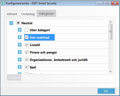 Det är viktigt att skydda inställningarna i ESET Smart Security med ett lösenord. Lösenordet går att ställa in i avsnittet Inställningar för åtkomst.