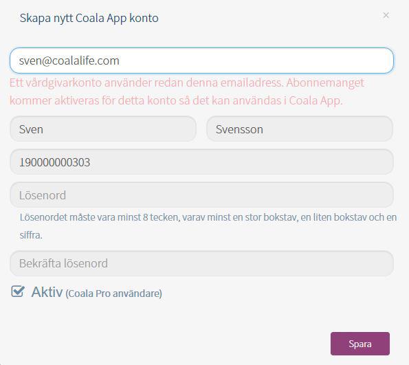 6. Checkboxen Aktiv används för att aktivera eller avaktivera patientens användarkonto. Återvänd till denna vy genom att använda länken Administrera patient som finns i patientöversiktsvyn. 7 7.