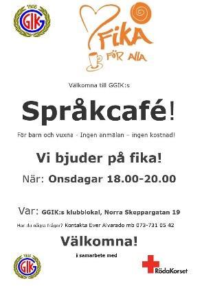 Övrigt Språkcafé med GGIK Språkcafé i centrala stan. 17 träffar under våren med 15 20 deltagare varav 95 % unga nyanlända tjejer i åldern 15 19 år.
