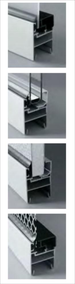 Aluminiumsektioner NPI40 Flexibla portlösningar Aluminiumsketioner finns med följade fyllningar: