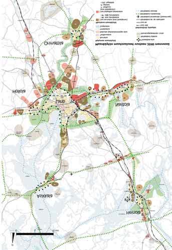 Figur 8. Utformningen i strukturmodellen för Lahtis stadsregion lämpar sig för strategisk generalplanläggning.