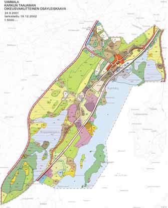 VAMMALA DELGENERALPLAN MED RÄTTSVERKNINGAR FÖR TÄTORTEN KARKKU 24.9.2001 reviderad 19.12002 Figur 10. Delgeneralplan för Karkku i Vammala.