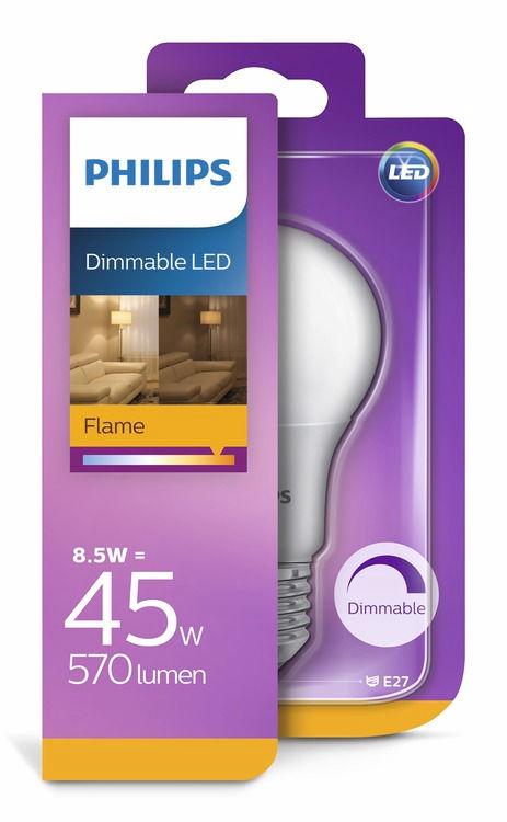 PHILIPS LED Ljuskälla (dimbar) 8,5 W (45 W) E27 Flame Reglerbar Varmt ljus utan att behöva kompromissa med ljuskvaliteten Philips