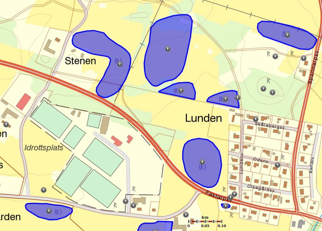 Kulturmiljö Kända fornlämningar i området förekommer norr om Väg 760 och ligger därför inte i direkt anslutning till utredningsområdet för åtgärden med vänstersvängfält.