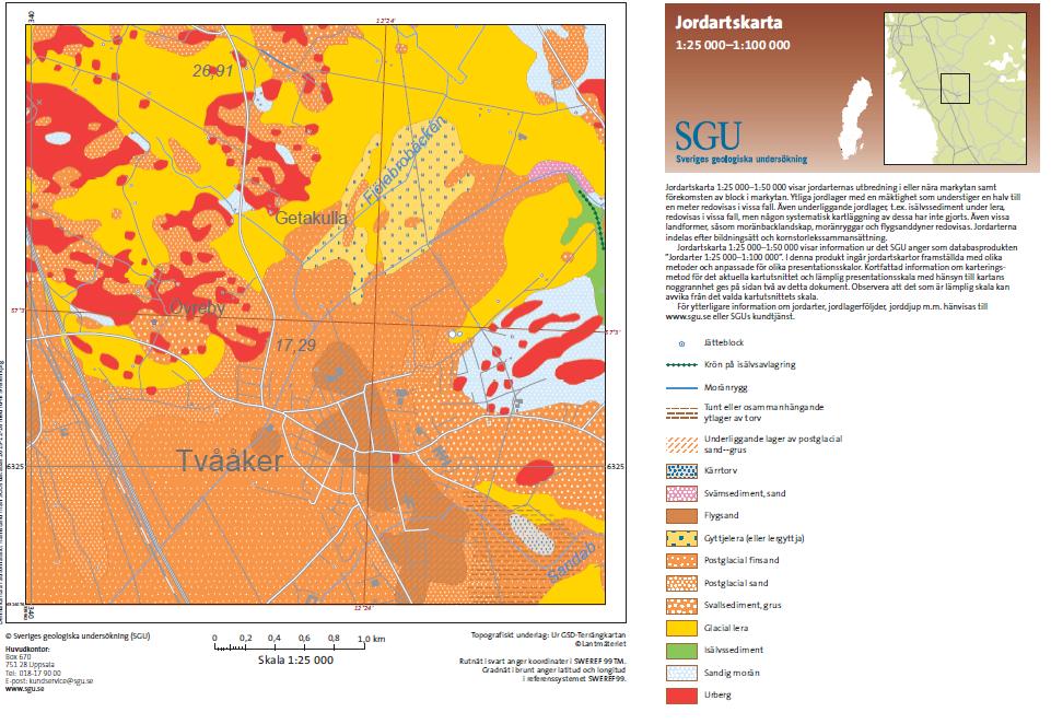 Vatten och naturresurser Berget inom utredningsområdet redovisas i SGUs databas som sur intrusivbergart (granit, granodiorit, monzonit mm).