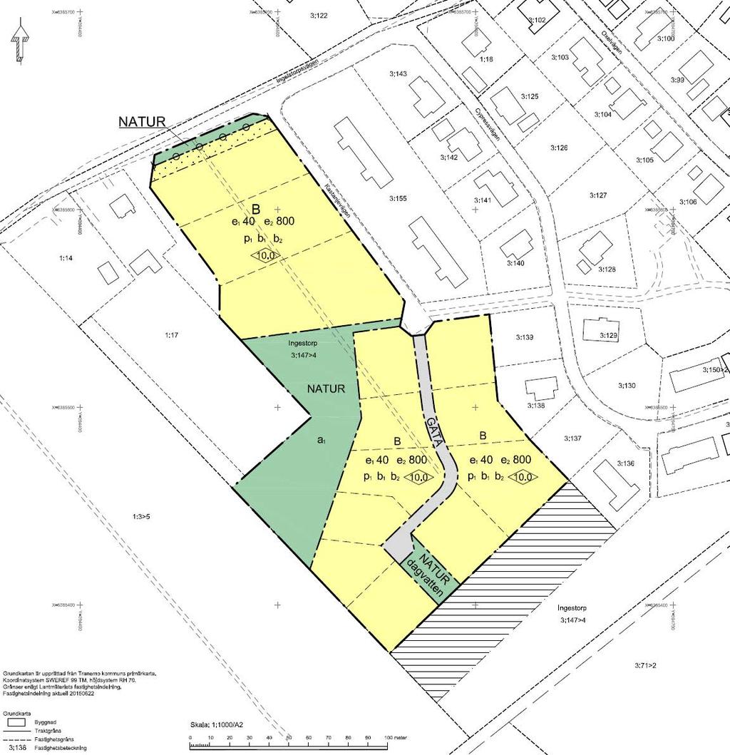 Näringsliv- och strategisektionen Planbeskrivning Samrådshandling 13(17) upprättad 2016-04-27, rev 2017-06-07 Bild 8. Föreslagen plankarta till detaljplanen, antagandehandling.