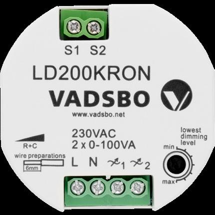 LD200KRON LD200KRON är två dimrar i en och samma kapsling som är anpassad för montering i A- eller B-dosa.