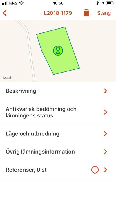 Ta bort från enheten avinstallerar fältsessionen från din enhet. Du kan alltid hämta fältsessionen på nytt, så länge den är tillgänglig i Fornreg.