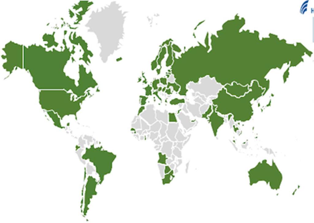 Vi exporterat våra produkter världen runt Ungefär 90 % av vår omsättning kommer från utlandet Distributörer i: Australien, Brasilien, Finland, Frankrike, Indien, Italien,